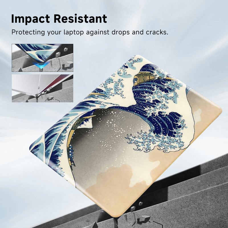 Funut Compatible with MacBook Air 13 Inch Case A1466 & A1369, Hard Plastic Protective Case Air 13.3 Scratch-Free Rubberized Case Cover for 2010-2017 Older MacBook Air 13.3", Sea Wave - Image 5